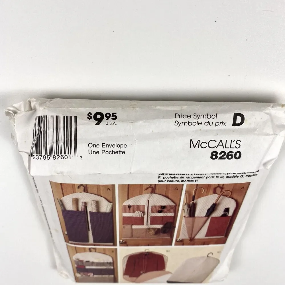 McCall’s 8260 Sewing Pattern Closet Organizers Garment Bag Shoes Purse Hanger